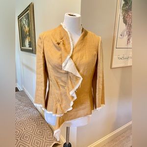 Ports 1961 Gold Linen Jacket with Fringe